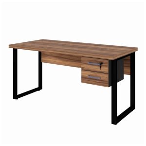 Mesa Escritório PÉ QUADRO 1,50x0,60m - C/ Gavetas - NOGAL SEVILHA/PRETO - 24473