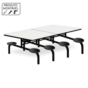 Mesa para Refeitório 8 Lugares MDP Branco de 25 mm FIXO - 50045