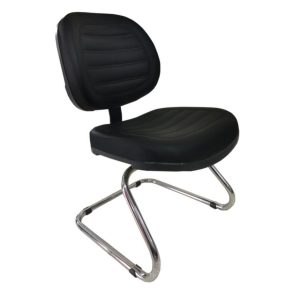 Cadeira Executiva COSTURADA Base em "S" Cromada - Corino Preto 31016