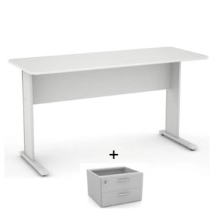 Mesa Escritório 1,20x0,60m - c/ Gavetas CINZA/CINZA - MAXXI - 43084