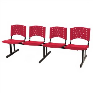 Cadeira Longarina PLASTICA 4 Lugares Cor Vermelho 33090