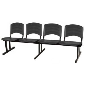 Cadeira Longarina PLASTICA 4 Lugares Cor Preto 33095