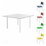 Conjunto Quadrado c/ 04 Cadeiras COLORIDO - TAMPO BRANCO - 02 a 06 Anos - INFANTIL - MR PLAST - 41095