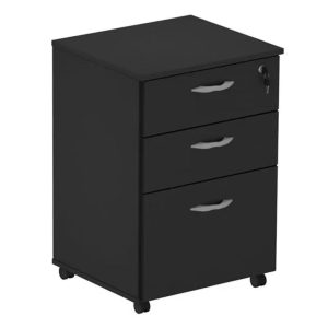 Gaveteiro Volante 03 Gav. 0,67x0,46x0,40m - Cor Preto - PMD - 44107