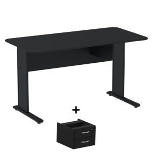Mesa Escritório 1,50x0,60m c/ Gavetas - Cor Preto - MAXXI - 44093