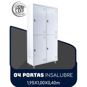 Roupeiro de Aço INSALUBRE com 04 Portas - 1,95x1,00x0,40m - CZ/CZ - SA - 14006