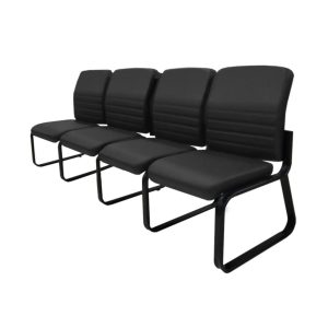 Sofanete para Escritório Estofada com 04 Lugares ESTOFADA - LYON - Cor Preto - 33122