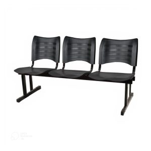 Cadeira Longarina PLÁSTICA 03 Lugares - Cor PRETO - PMD - 34200