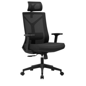 Poltrona Presidente TELA ODIN Giratória - Cor Preto - Pollo Móveis - 32870