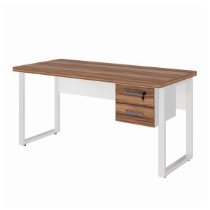 Mesa Escritório PÉ QUADRO 1,20x0,60m - S/ Gavetas - NOGAL SEVILHA / BRANCO - 34320