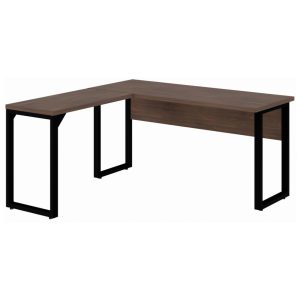 Mesa em L com PÉ QUADRO (Mesa 1,70m + Mesa Auxiliar) - S/ Gavetas MARSALA/PRETO - 25478