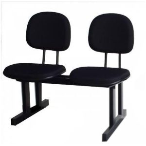 Longarina para Recepção SECRETÁRIA 02 Lugares - Cor PRETA - Pollo Móveis - 33074